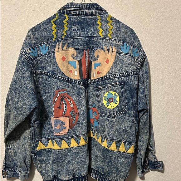 Vintage Denim Jacket with Colorful Accents 80’s - Picture 3 of 3